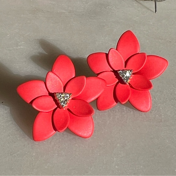Vibrant Floral Earrings with Crystal Accent - Picture 1 of 4